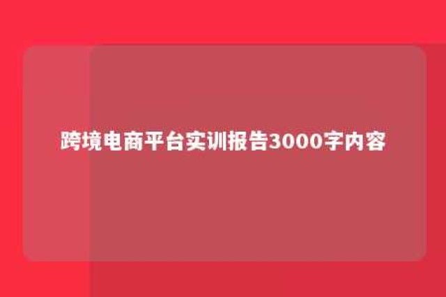 跨境电商平台实训报告3000字内容 跨境电商平台实训报告总结2000字