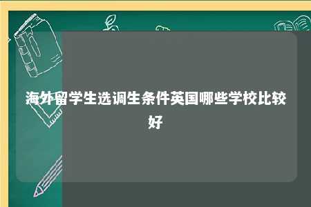 海外留学生选调生条件英国哪些学校比较好