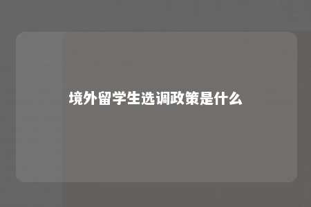 境外留学生选调政策是什么